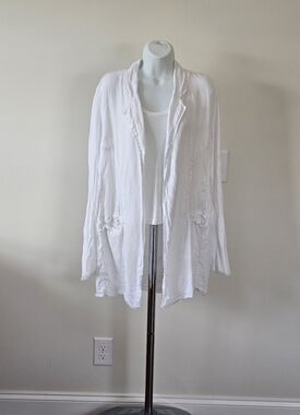 Jaga Crinkled Linen Jacket White Size 2 / Medium